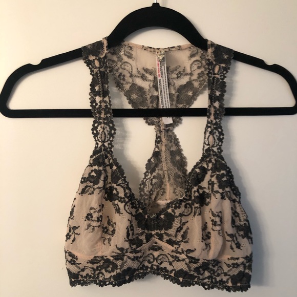 Free People Other - Free People Cream/Grey Lace Bralette